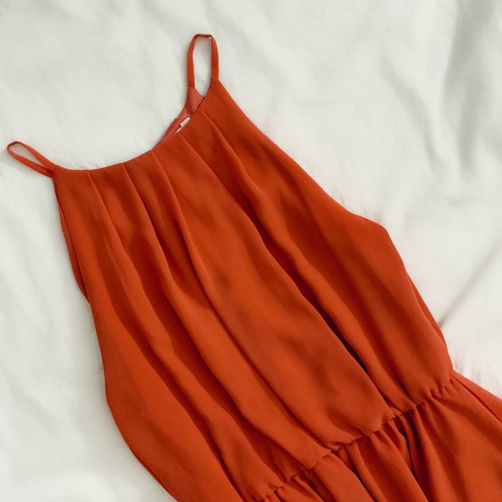 Francesca's Collections Burnt Orange Spaghetti Strap Mini Dress